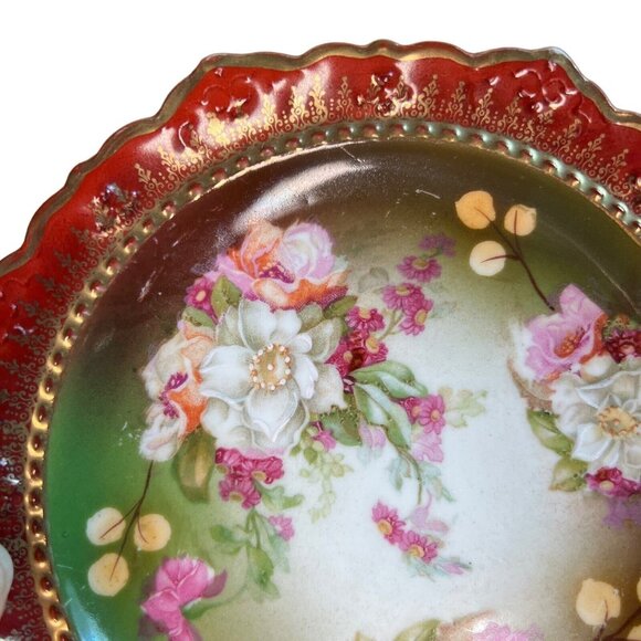 Moritz Zdekauer (MZ) Austria Pink Floral Design Hand-painted Porcelain Plate - Picture 5 of 9